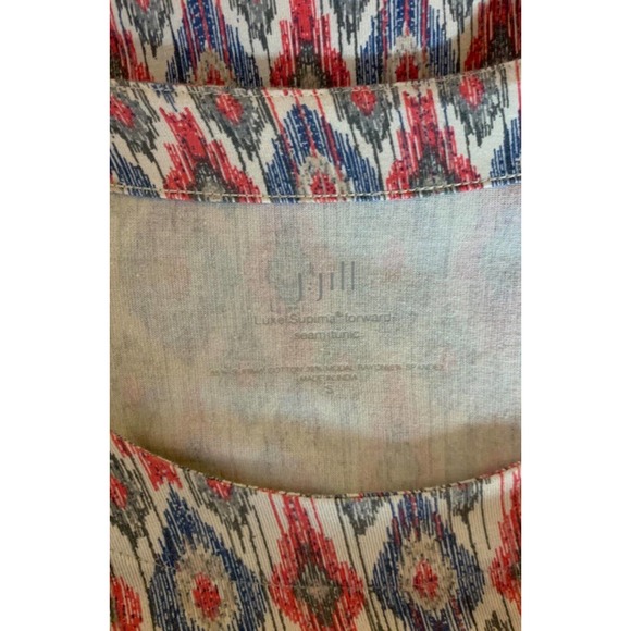 J.Jill Women's S Small Cream Blue Boho Long Sleeve Luxe Supima Tunic Top Shirt - Picture 6 of 12